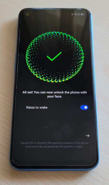 Setting up face recognition on the realme 8 5G