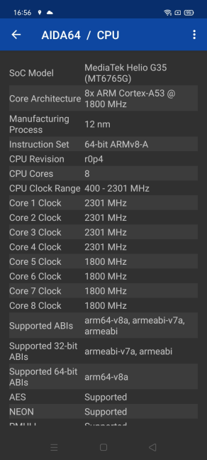 The SoC inside the realme C21