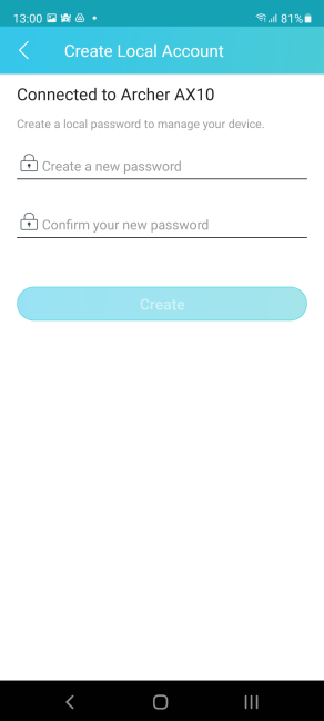 Create the admin password for your TP-Link router