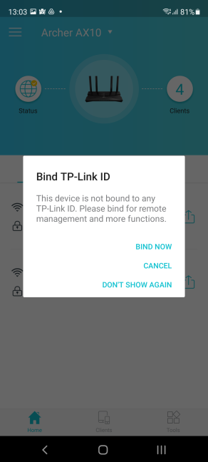 Choose to bind your router to a TP-Link ID