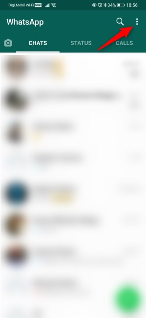 The Menu button from WhatsApp for Android