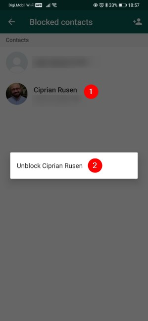 Unblock someone on WhatsApp for Android