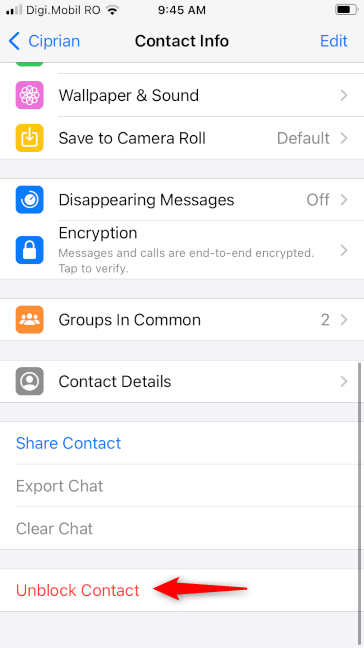 How to unblock a contact in WhatsApp for iPhone