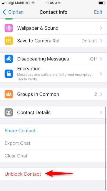 How to unblock a contact in WhatsApp for iPhone