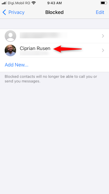 Someone blocked in WhatsApp for iPhone