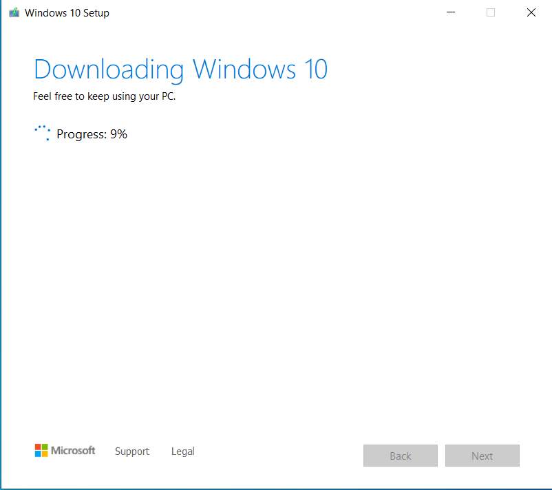 Downloading the Windows 10 setup files