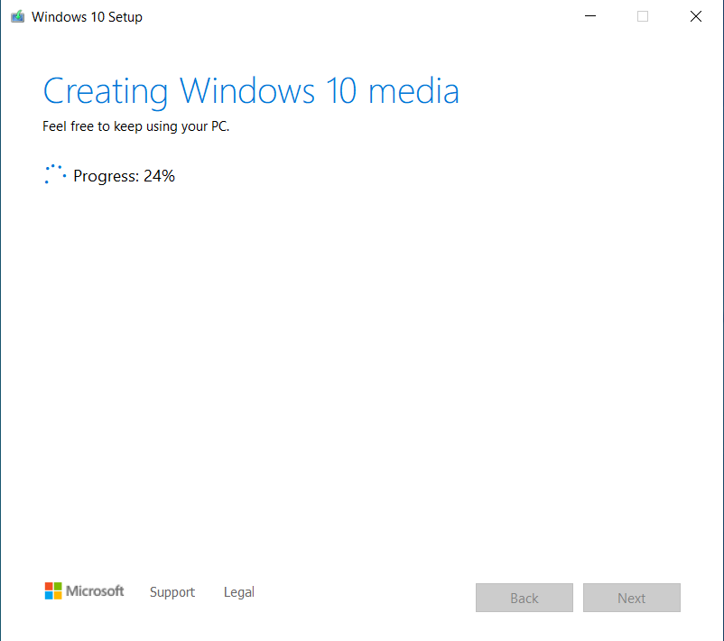 Creating the Windows 10 installation media