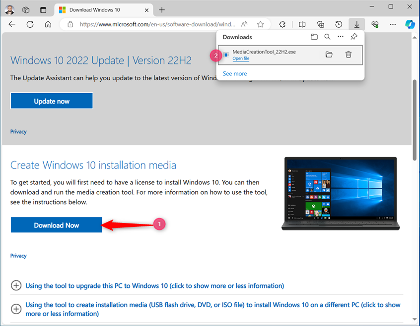 Download the Windows 10 Media Creation Tool