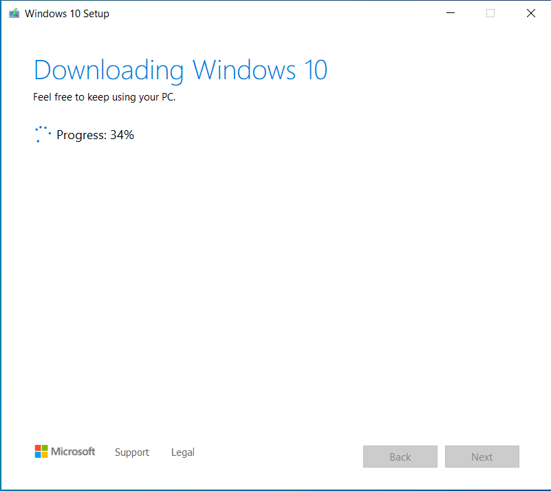 Media Creation Tool starts downloading Windows 10