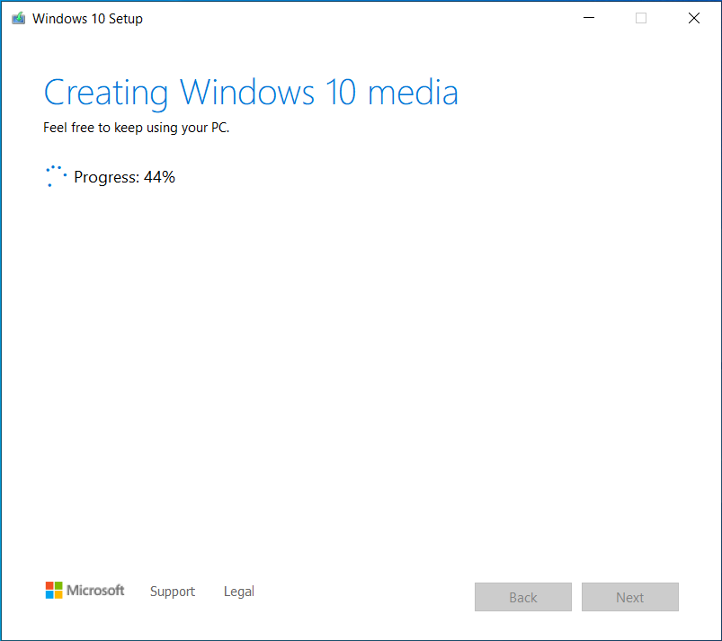 Media Creation Tool creates the Windows 10 ISO file