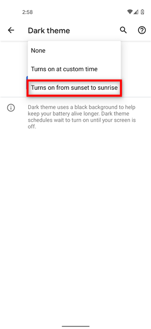 Enable the Dark mode during the night
