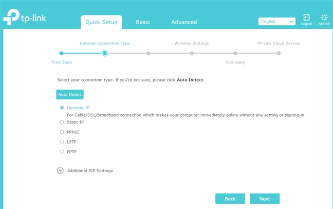 The quick setup wizard