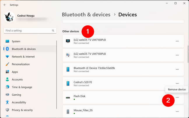 Select the drive you want to eject in Other Devices