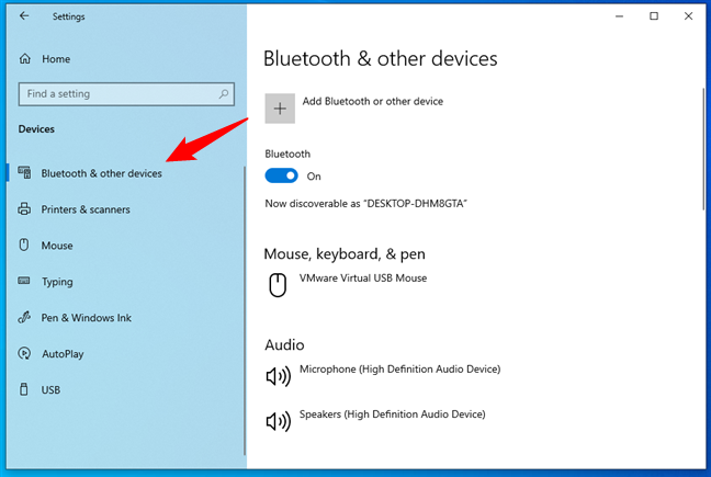 Go to Bluetooth & other devices