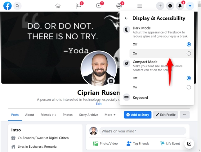 Enable the Dark Mode