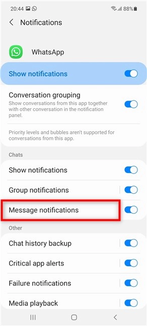 Access Message notifications