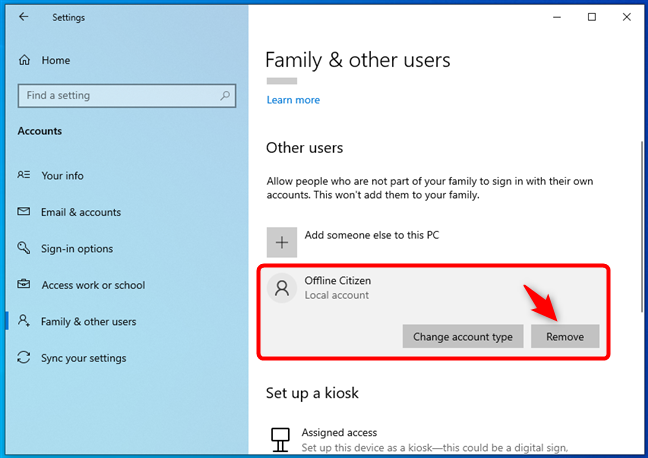 How to delete a user account from Windows 10
