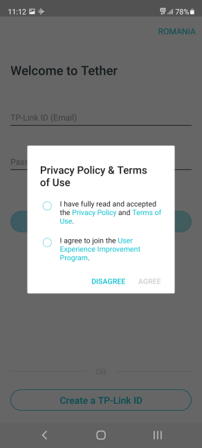 Accept TP-Link's privacy policy
