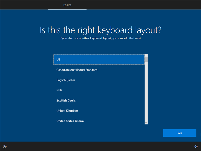 Choose the keyboard layout you want to use