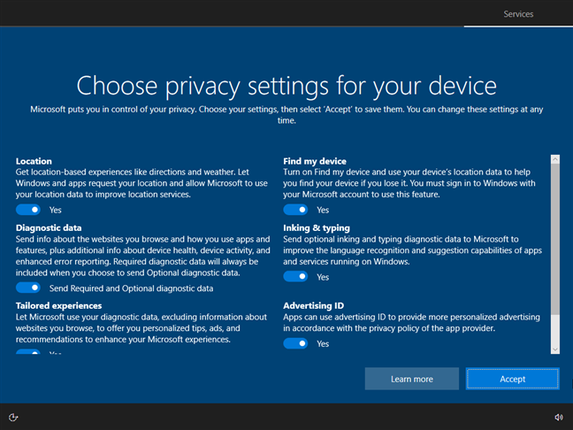 Choose privacy settings for your device