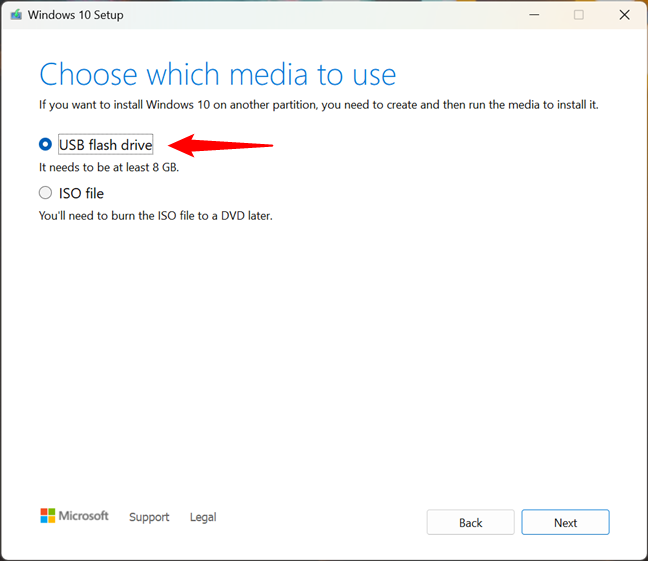 Creating a USB drive with the Windows 10 Setup