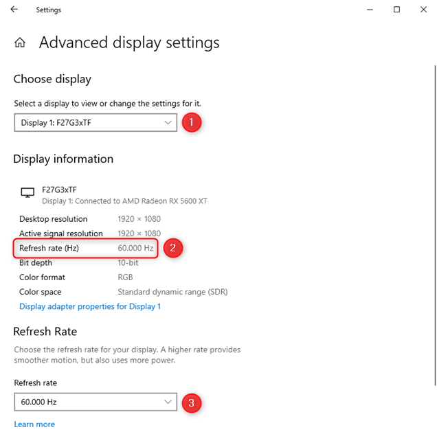 See the current refresh rate