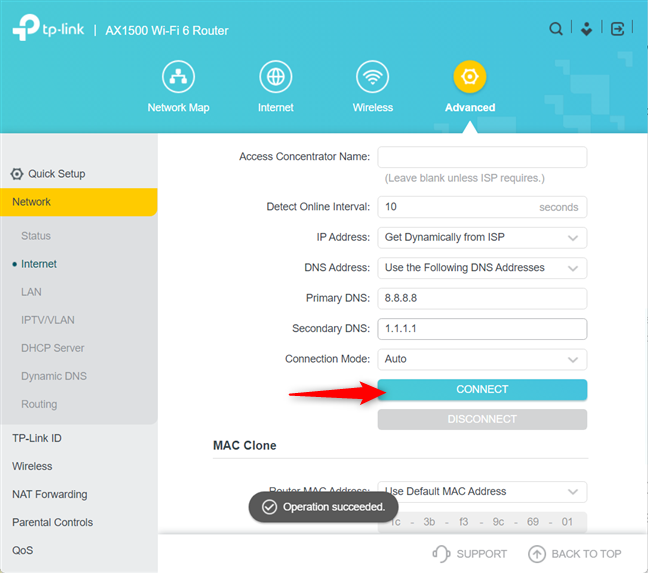 Reconnect your TP-Link router to the internet