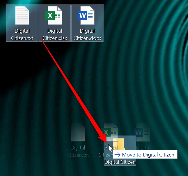 Drag and drop files to a folder to move them