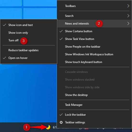 Remove News and interests from the taskbar