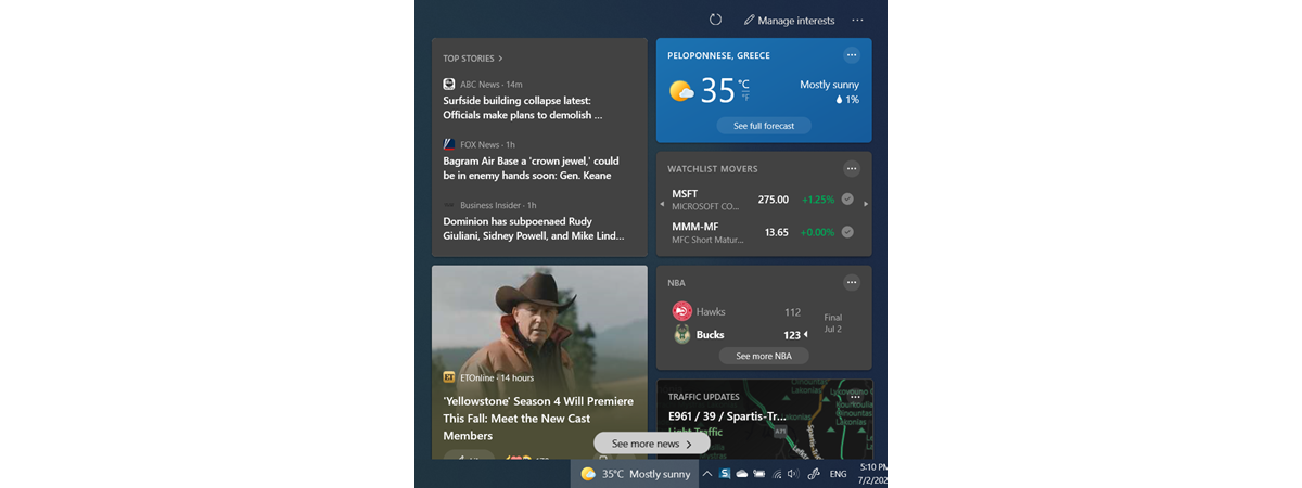 How to remove Weather from the taskbar in Windows
