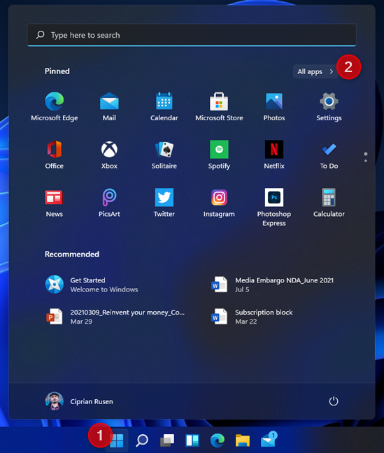 Open the Start Menu and go to All apps