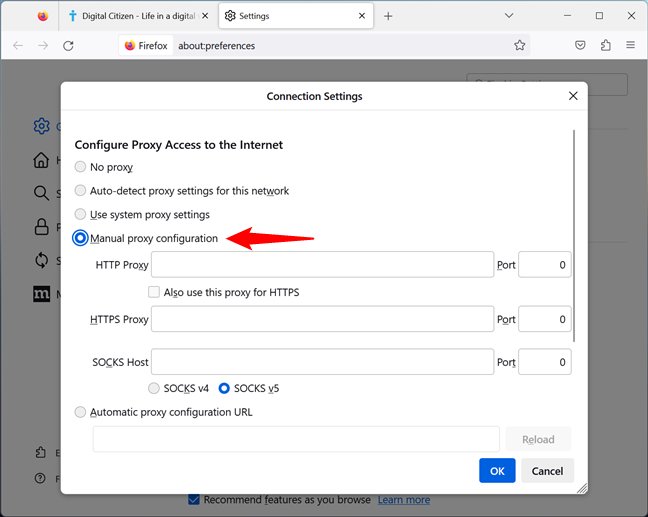 Manually configure the Firefox proxy