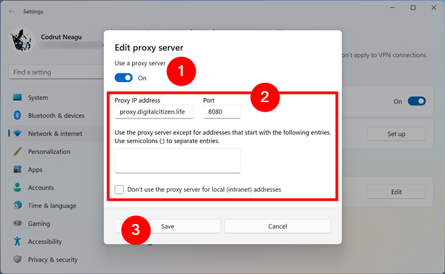 Chrome uses the proxy settings from Windows 11