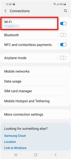 Tap on Wi-Fi to access your Samsung's Wi-Fi Settings