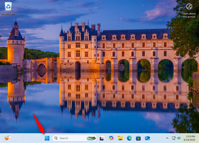 Open the Start Menu to restart Windows 11