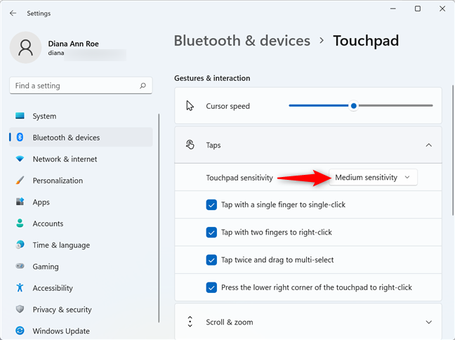 Press on the current sensitivity setting to adjust it