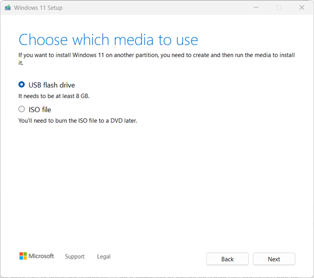 Media Creation Tool helps you create the installation media you want to use