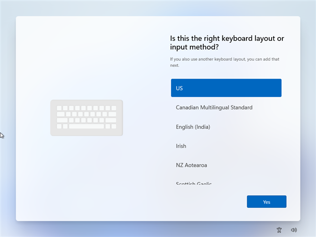 Choose the keyboard layout you want to use