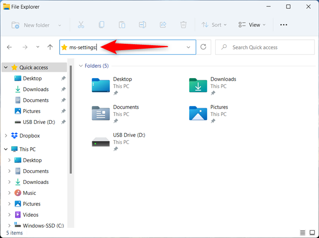 How to open Settings for Windows 11 from File Explorer