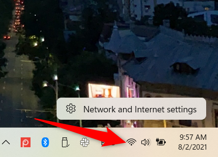 Access Settings from the network icon