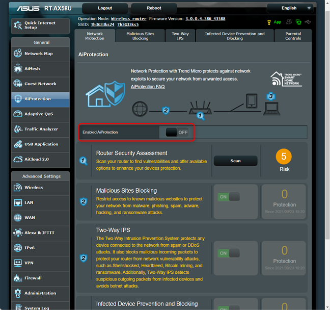 Activate the switch for Enabled AiProtection