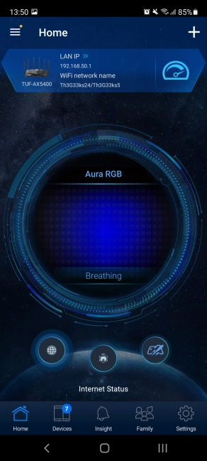 The ASUS Router app works with ASUS TUF-AX5400