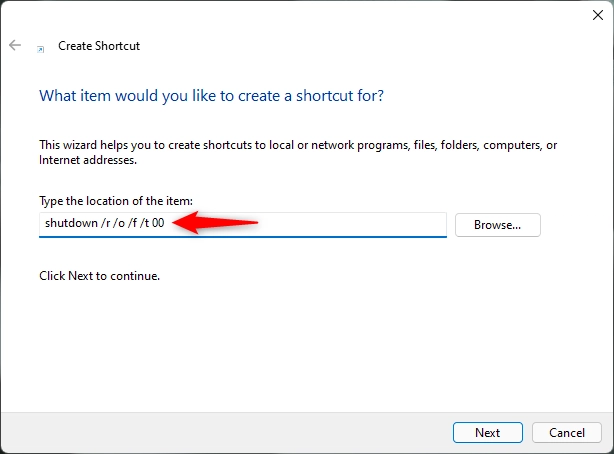 Shortcut for UEFI (BIOS) in Windows 11