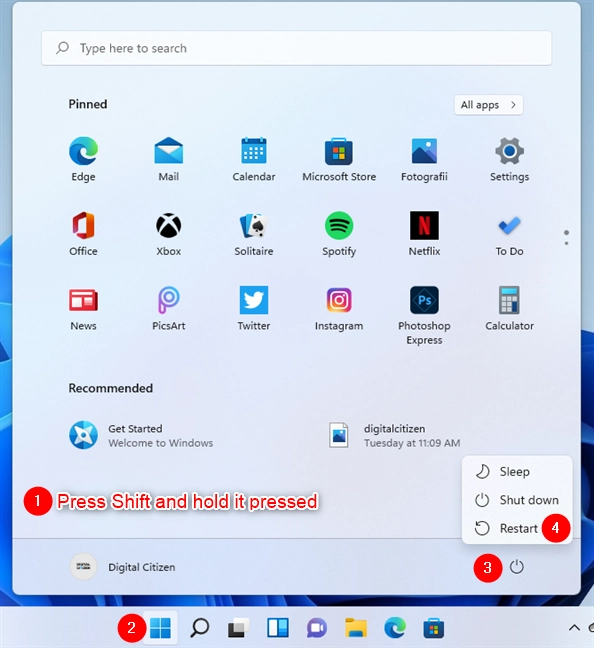 How to access Windows 11's UEFI/BIOS from the Start Menu