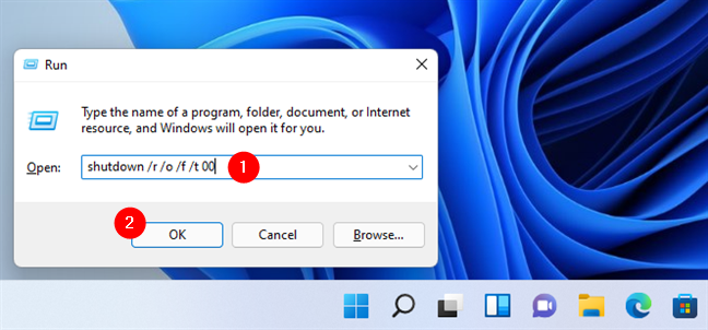 Get into UEFI/BIOS from Windows 11's Run box