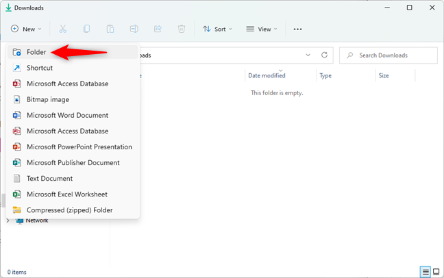 Select Folder in File Explorer's menu