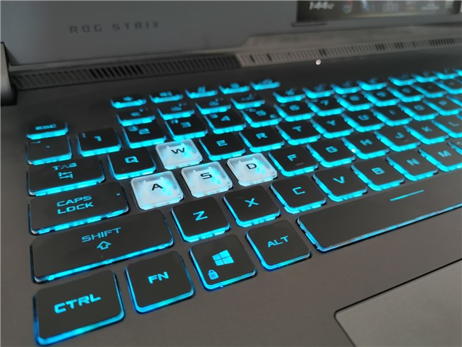 The keyboard on the ASUS ROG Strix G17 G713QC
