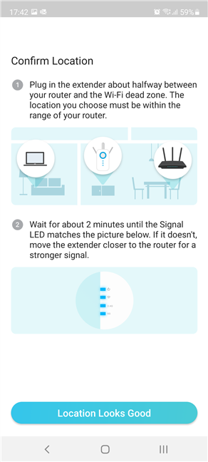 Confirm the location of the TP-Link range extender