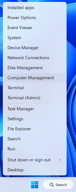 Нажмите Windows+X и выберите «Управление компьютером».