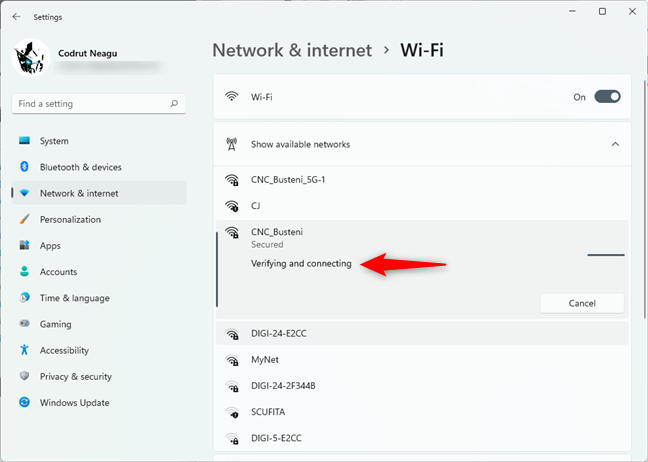 Verifying and connecting to the wireless network
